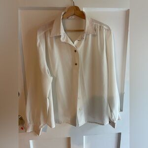Elegant Vintage Cream Button-Up Blouse from Germany
